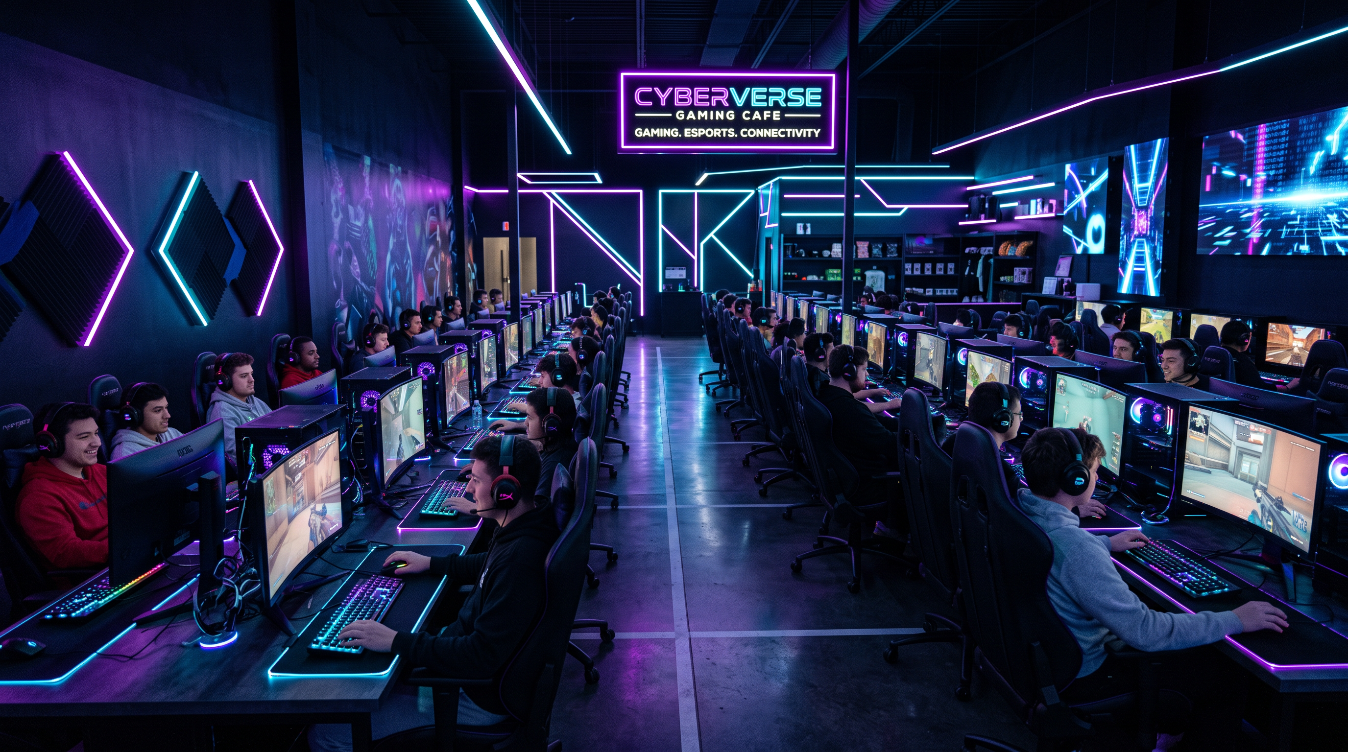 PixelZone ana salon gece görünümü